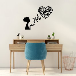 Wallity Birds Woman Heart - 465 Escultura de pared